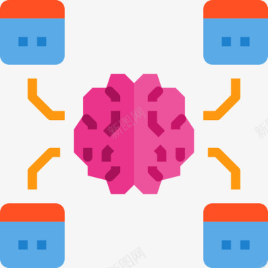 人工智能大脑概念3平面图图标图标