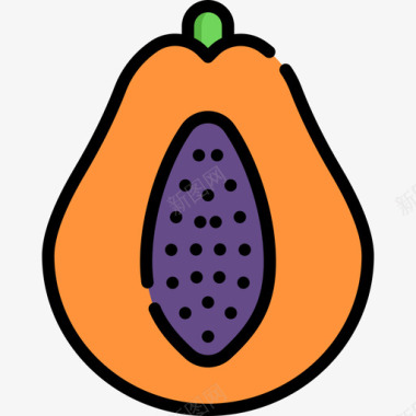 木瓜水果蔬菜12线状颜色图标图标