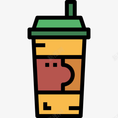 咖啡杯饮料23线性颜色图标图标