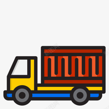 送货卡车物流64线性颜色图标图标