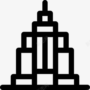 帝国大厦地标性纪念碑直线型图标图标