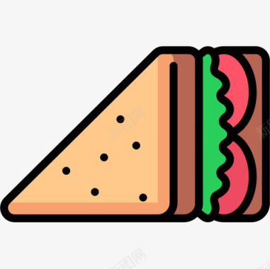 三明治纯素食品4原色图标图标