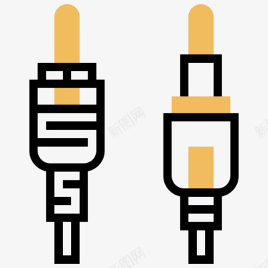 插孔连接器连接器类型5黄色阴影图标图标