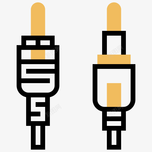 插孔连接器连接器类型5黄色阴影图标svg_新图网 https://ixintu.com 插孔连接器 连接器类型5 黄色阴影