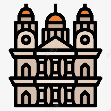 圣保罗大教堂36号地标线性颜色图标图标