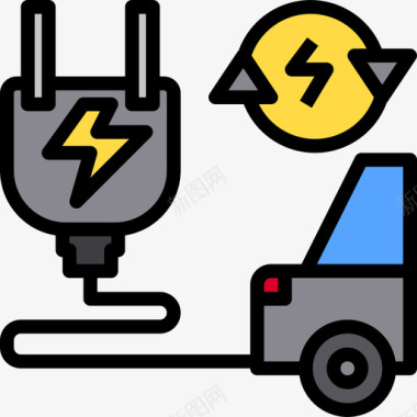 电动汽车生态174线性颜色图标图标