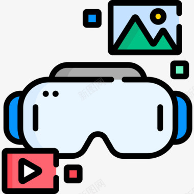 虚拟眼镜技术101线性颜色图标图标