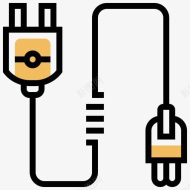 插头连接器类型5黄色阴影图标图标