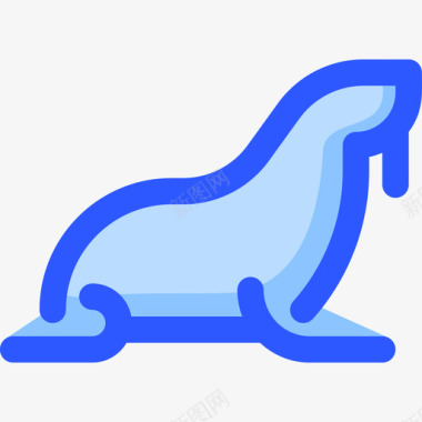 海象野生动物8蓝色图标图标