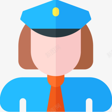 女警察工作和职业化身1公寓图标图标