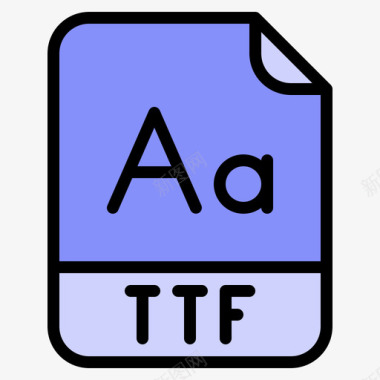 Ttf文件扩展名线性颜色图标图标