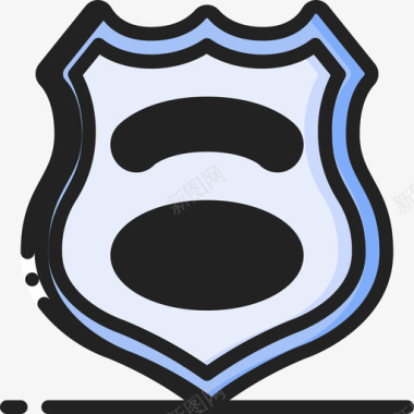 警徽城市规划蓝色图标图标