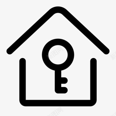 租房 钥匙 房子 线性图标