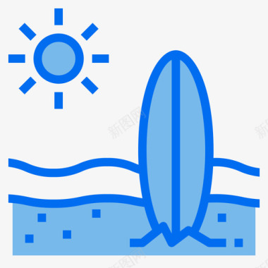 冲浪板夏季114蓝色图标图标
