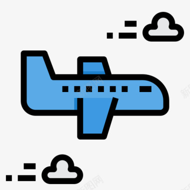 飞机物流和交付9线颜色图标图标