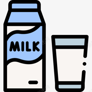 牛奶床和早餐30线性颜色图标图标