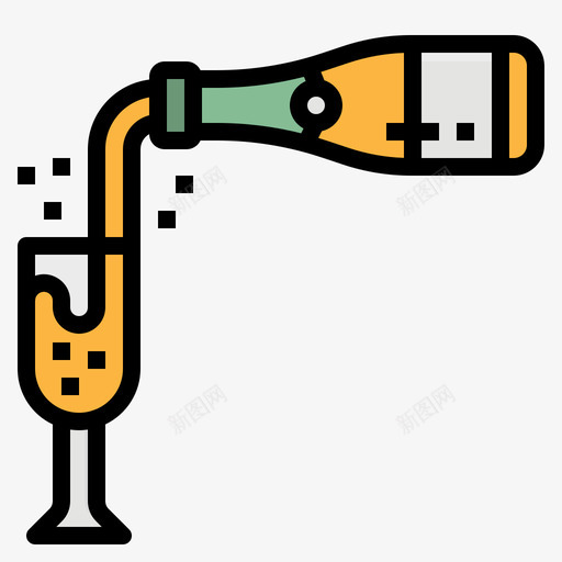 香槟酒杯庆祝40线性颜色图标svg_新图网 https://ixintu.com 庆祝40 线性颜色 香槟酒杯