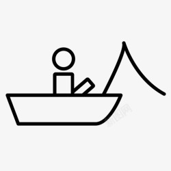 钓鱼船渔夫图标图标