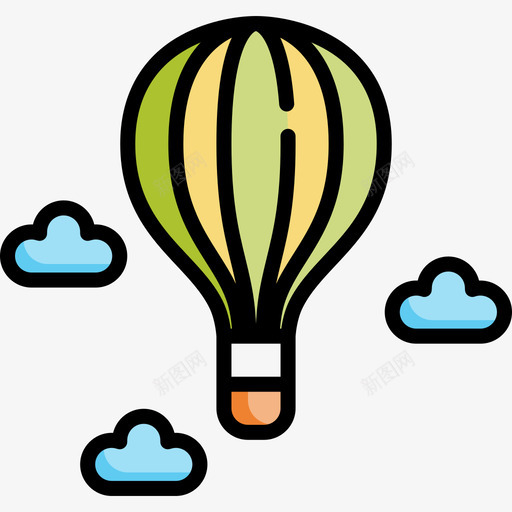 热气球城市生活24线性颜色图标svg_新图网 https://ixintu.com 城市生活 热气球 线性 颜色