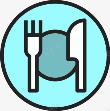 菜肴91号餐厅线性颜色图标图标