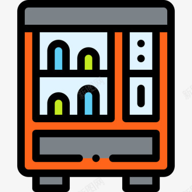 自动售货机城市生活39线性颜色图标图标