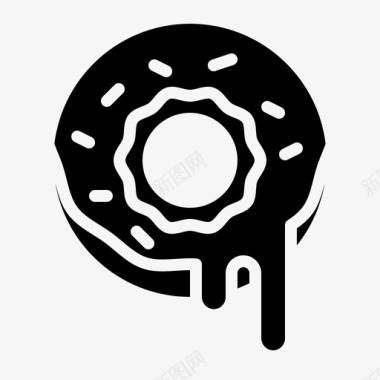 甜甜圈八月面包店固体图标图标