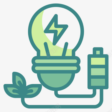 绿色能源创新可再生能源双色调图标图标