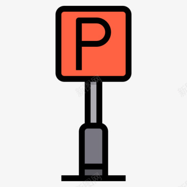 停车场城市元素47线性颜色图标图标