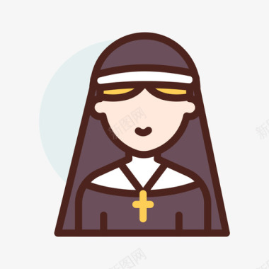 修女基督教4线性颜色图标图标
