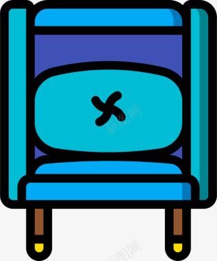躺椅办公家具2件线性颜色图标图标