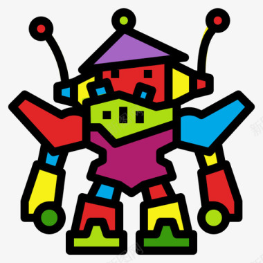 机器人儿童玩具1线性颜色图标图标