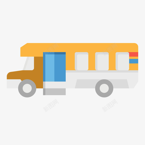 小型巴士公共交通16扁平图标svg_新图网 https://ixintu.com 交通 公共 小型 巴士 扁平