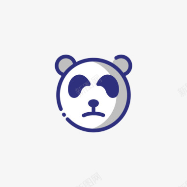 熊猫动物头7线形颜色图标图标