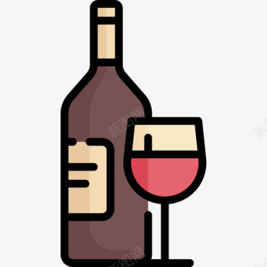 葡萄酒心理学16线性颜色图标图标