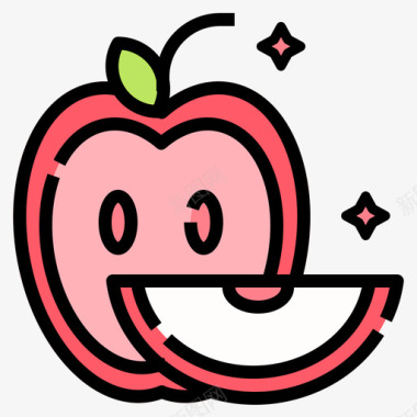 苹果秋季感恩节线性颜色图标图标