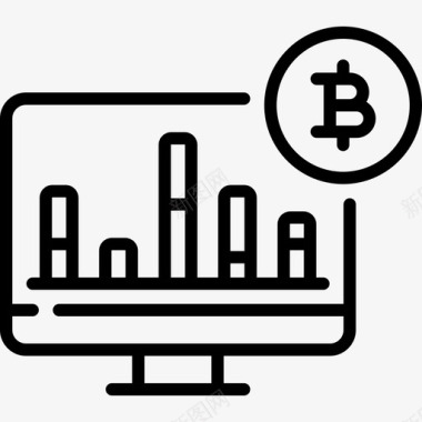 监视器投资39线性图标图标