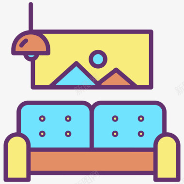 沙发家具装饰4线性颜色图标图标