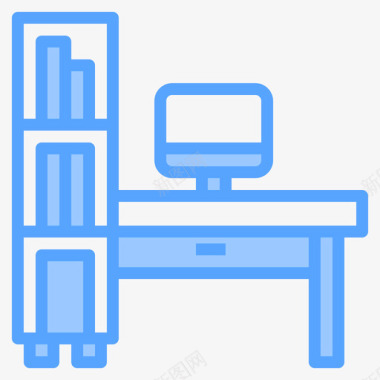 办公桌家具装饰6蓝色图标图标
