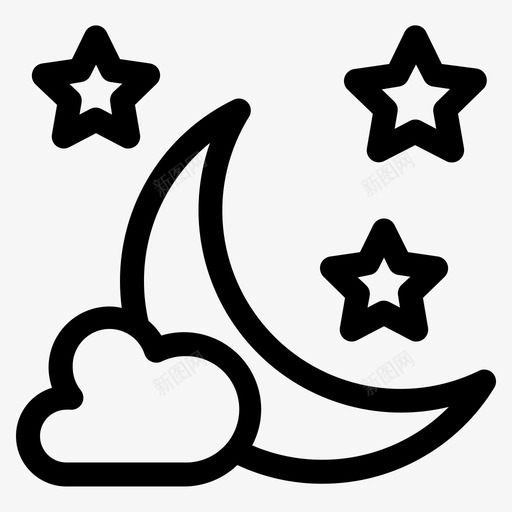 月亮和星星可爱孩子图标svg_新图网 https://ixintu.com 可爱 婴儿 孩子 星星 月亮 轮廓