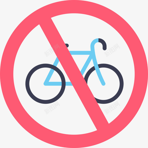 自行车信号禁止6扁平图标svg_新图网 https://ixintu.com 信号禁止6 扁平 自行车
