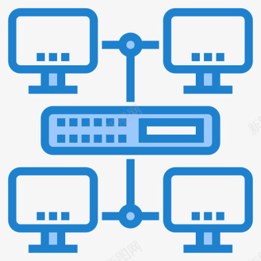 网络计算机和网络2蓝色图标图标