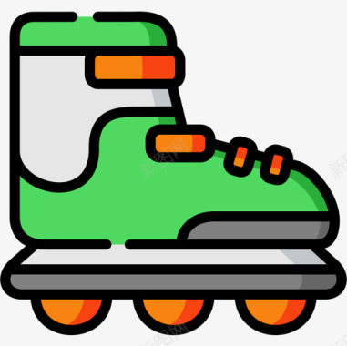 溜冰鞋爱好和自由时间12线性颜色图标图标