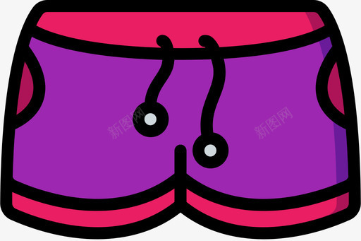 短裤时装和服装1线性颜色图标图标
