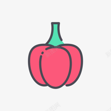 红辣椒香料2线性颜色图标图标