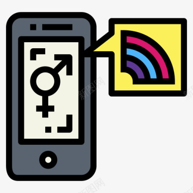 智能手机lgbt4线性颜色图标图标