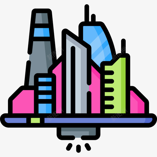 未来主义未来城市线性色彩图标svg_新图网 https://ixintu.com 城市 未来 未来主义 线性 色彩