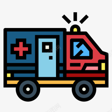 救护车美式足球29线性颜色图标图标