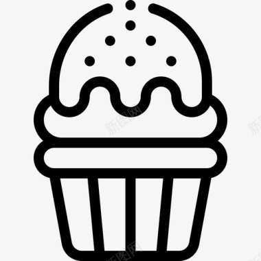 纸杯蛋糕甜点和糖果5份直系图标图标