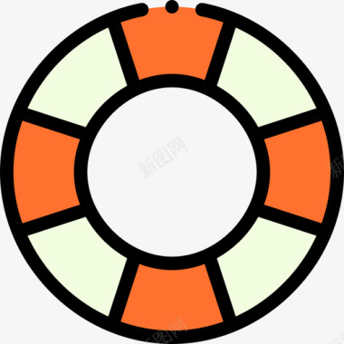 救生员水上公园31线性颜色图标图标