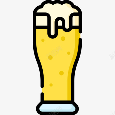 啤酒58号酒吧线性颜色图标图标